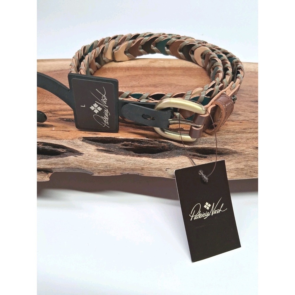 Patricia Nash Women's Atina Multi-Color Woven Leather Belt Size Large NWT